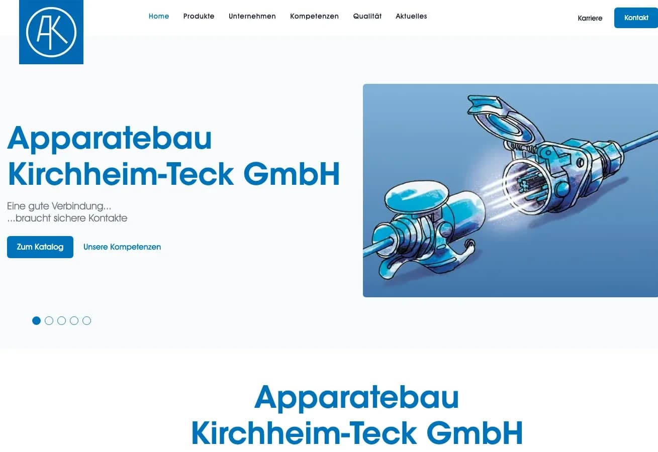 Website von Apparatebau Kirchheim-Teck, Fahrzeugelektrik für Nutzfahrzeuge