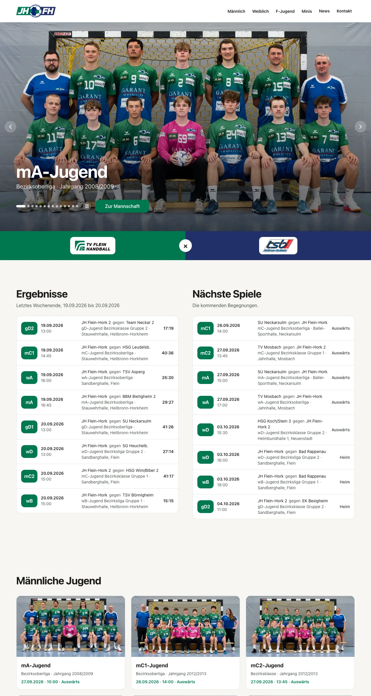 Website Referenz Jugendhandball Flein-Horkheim