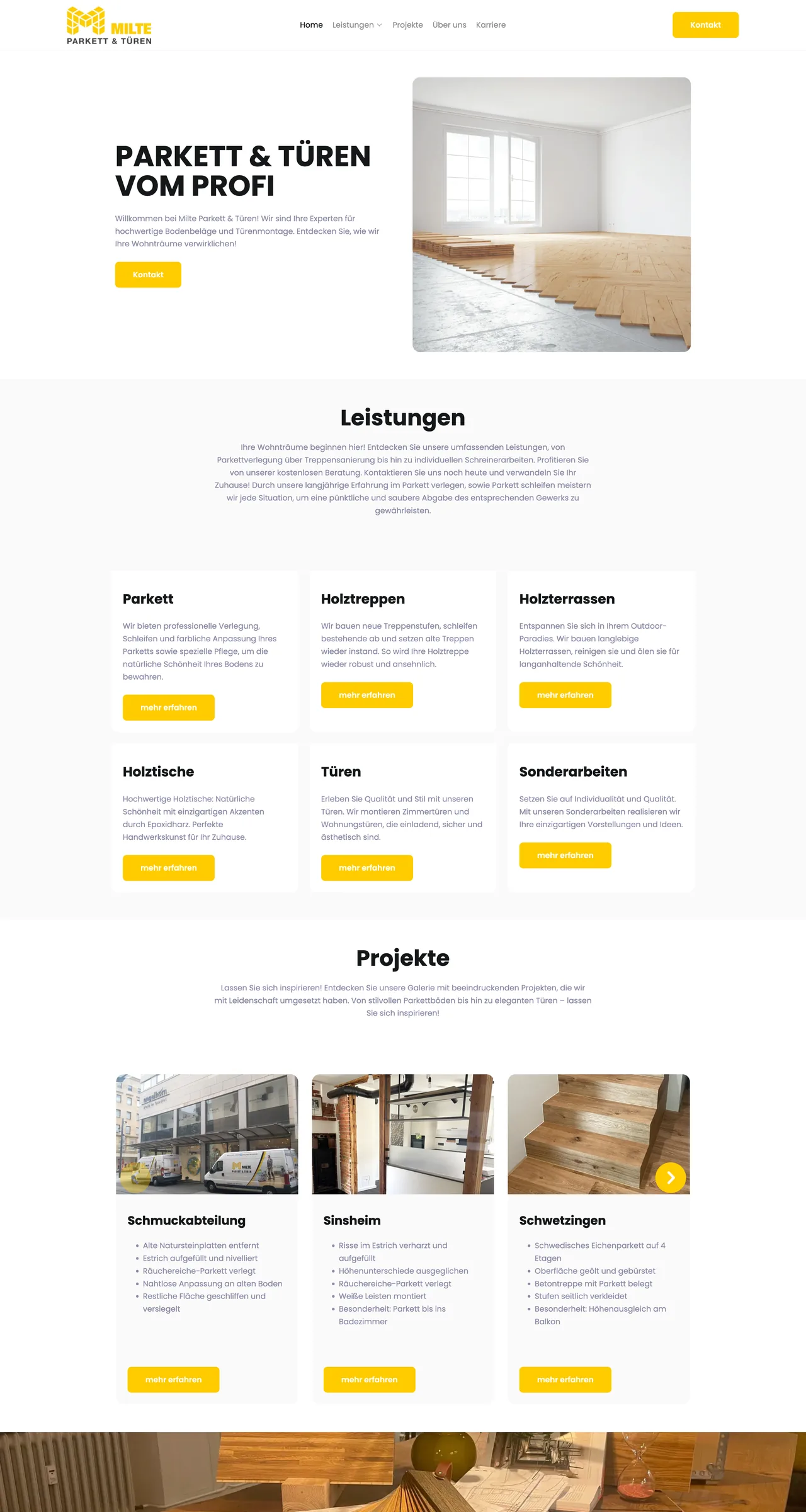 Website Referenz Milte Parkett & Türen