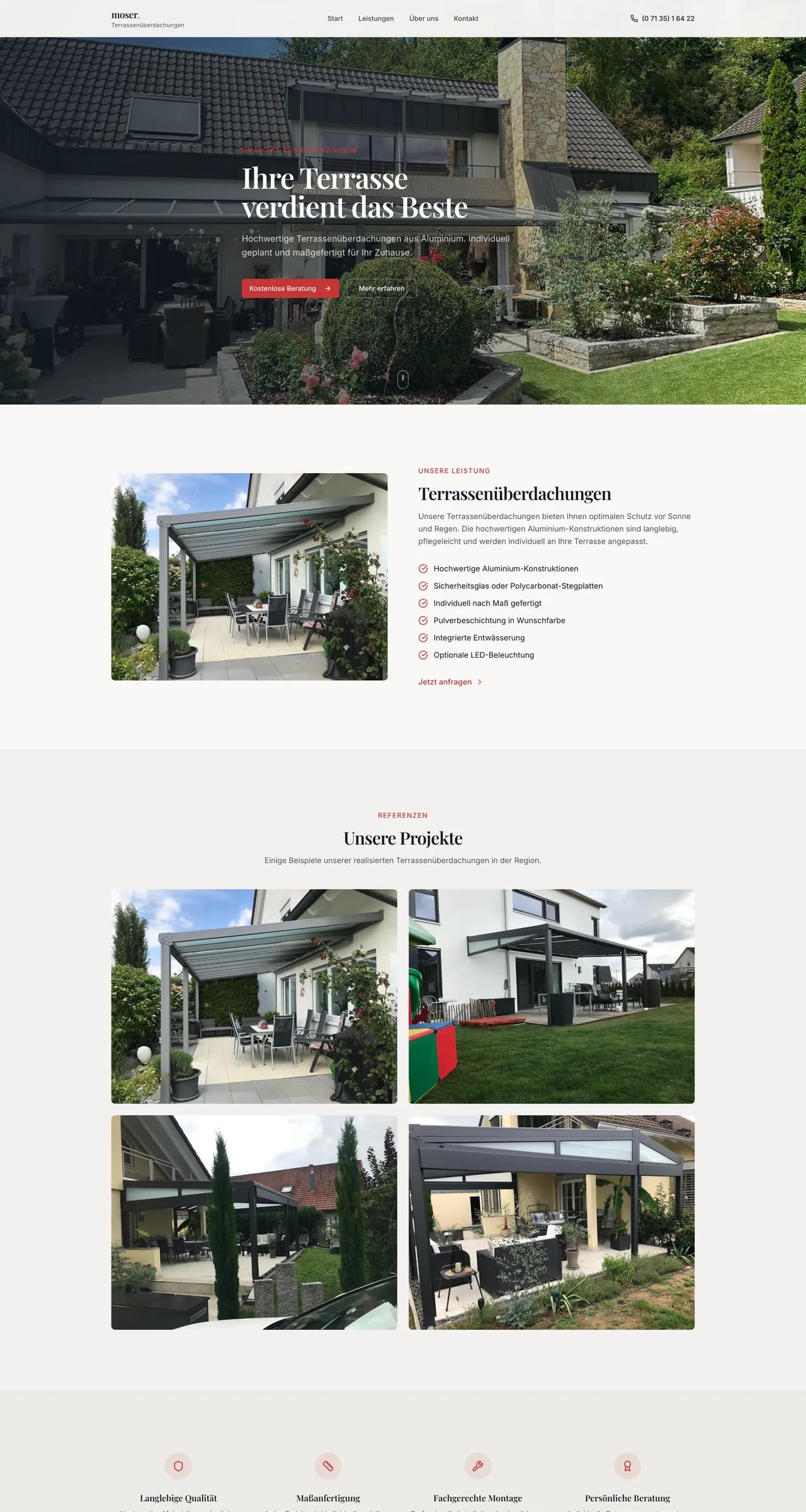 Website Referenz Robert Moser Terrassenüberdachungen