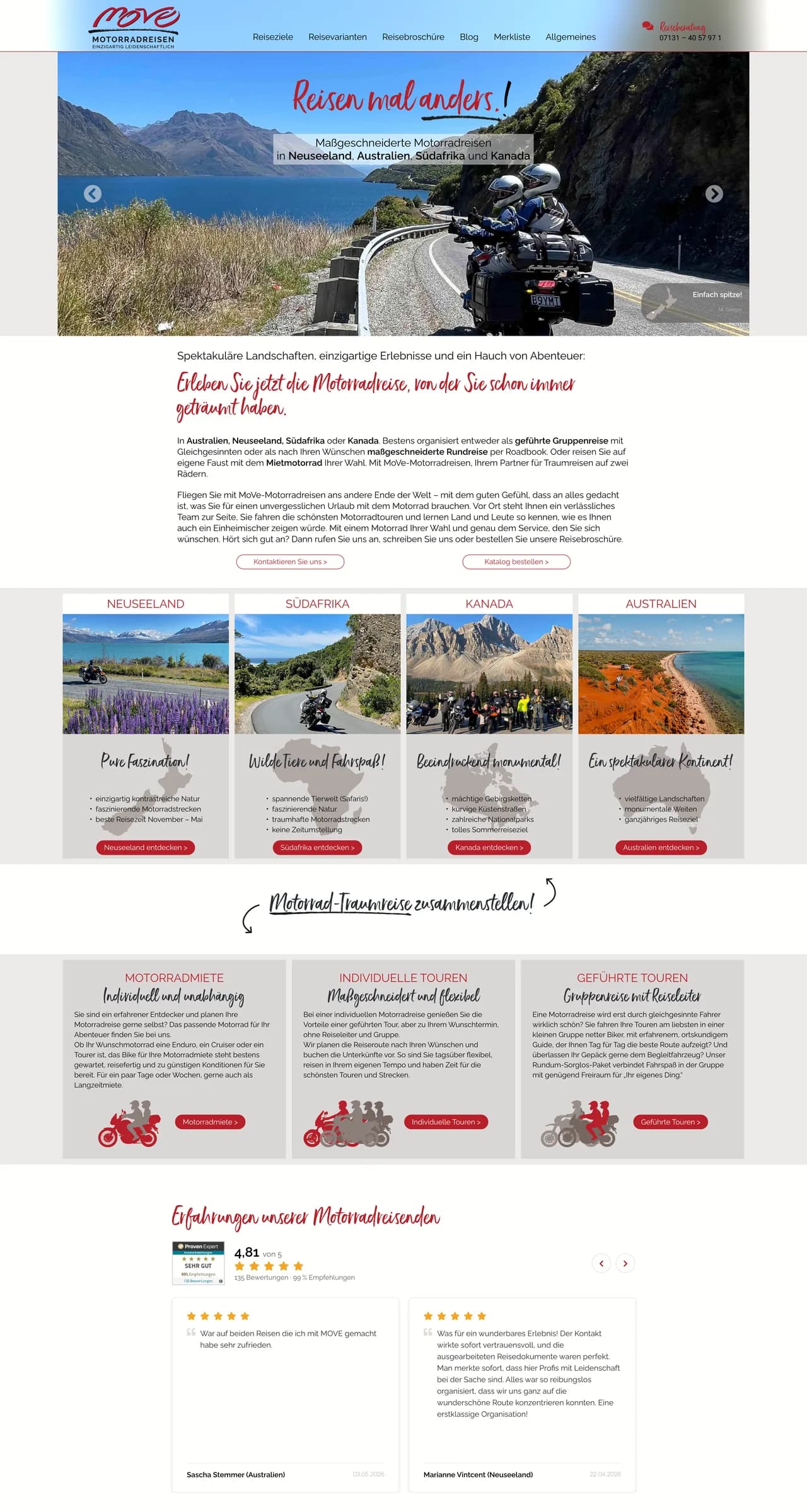SEO und SEA Referenz MOVE Motorradreisen